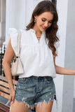 Notched Neck Butterfly Sleeve Blouse - Trendsi - Flyclothing LLC