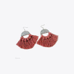 Tassel Detail Leopard Drop Earrings - Flyclothing LLC