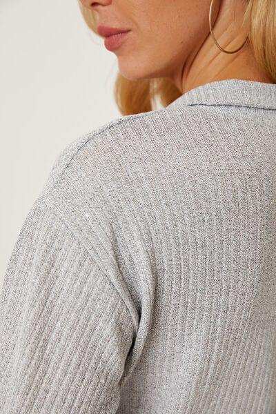 Collared Neck Dropped Shoulder T-Shirt - Trendsi - Flyclothing LLC