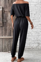 Off-Shoulder Jumpsuit with Pockets - Trendsi - Flyclothing LLC
