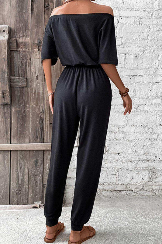 Off-Shoulder Jumpsuit with Pockets - Trendsi - Flyclothing LLC