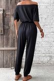 Off-Shoulder Jumpsuit with Pockets - Trendsi - Flyclothing LLC
