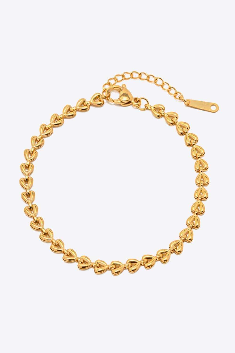 Heart Chain Lobster Clasp Bracelet - Trendsi