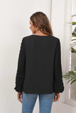 Swiss Dot Balloon Sleeve Blouse - Trendsi - Flyclothing LLC