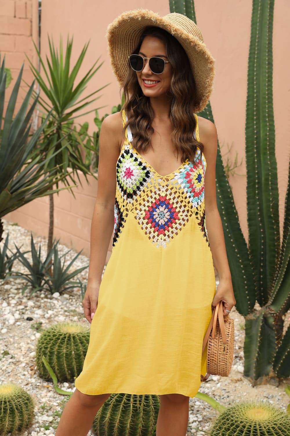 Openwork Sleeveless Embroidery Dress - Trendsi - Flyclothing LLC