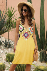 Openwork Sleeveless Embroidery Dress - Trendsi - Flyclothing LLC