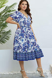 Floral Flounce Sleeve Surplice Dress - Trendsi