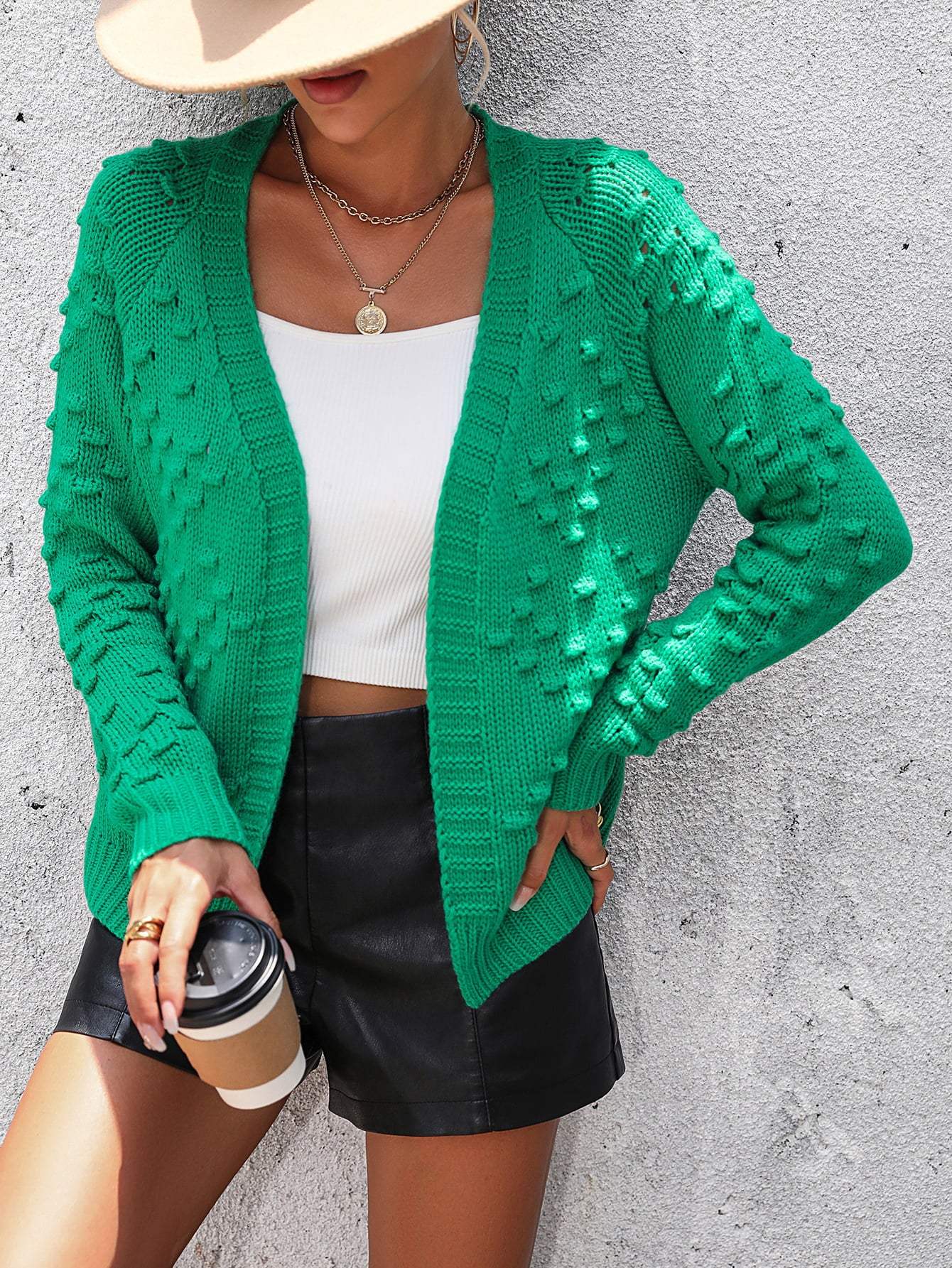 Open Front Long Sleeve Cardigan - Trendsi - Flyclothing LLC