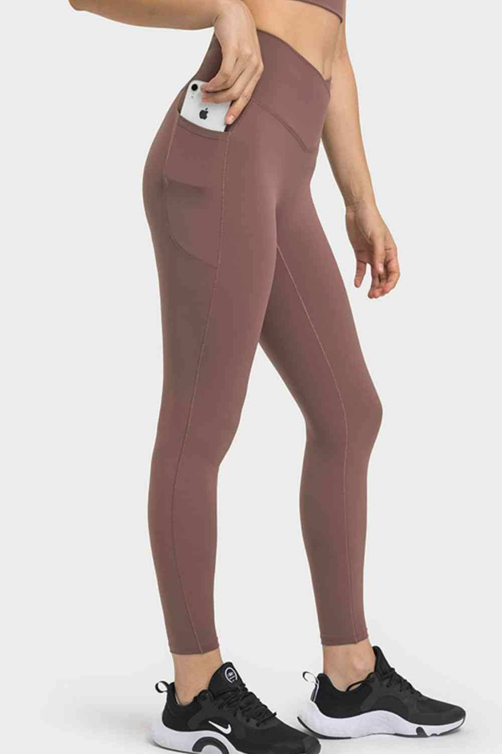 V-Waist Yoga Leggings with Pockets - Trendsi - Flyclothing LLC