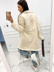Lapel Collar Exposed Seam Buttoned Coat - Trendsi