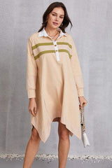 Half Button Handkerchief Hem Dress - Trendsi - Flyclothing LLC