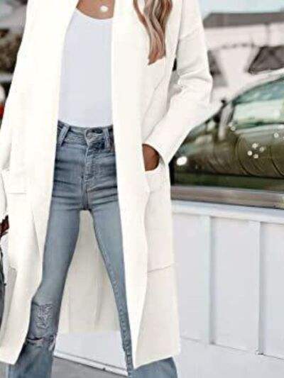 Open Front Dropped Shoulder Outerwear - Trendsi - Flyclothing LLC