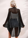 Openwork Open Front Longline Cover Up - Trendsi