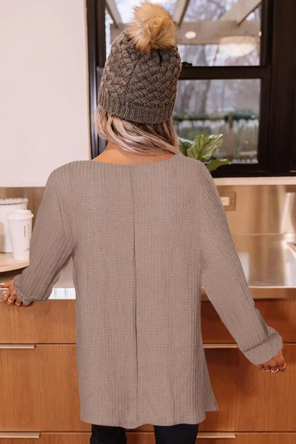 Buttoned Boat Neck Long Sleeve Blouse - Trendsi - Flyclothing LLC