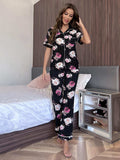 Floral Short Sleeve Shirt and Pants Lounge Set - Trendsi - Flyclothing LLC
