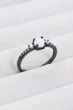925 Sterling Silver Round Opal Ring - Trendsi
