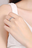 Moissanite Cutout Rhodium-Plated Ring - Trendsi - Flyclothing LLC
