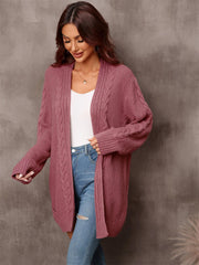 Warm Fall Mixed Knit Open Front Longline Cardigan - Flyclothing LLC