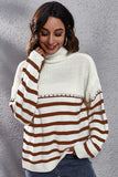 Striped Turtleneck Drop Shoulder Sweater - Trendsi - Flyclothing LLC