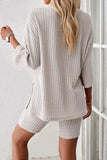 Ribbed Round Neck Top and Shorts Set - Trendsi - Flyclothing LLC