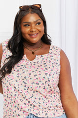 Heimish Full Size Surprise Party Printed Sleeveless Top - Trendsi