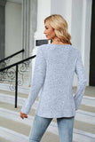 Buttoned Long Sleeve Slit Top - Trendsi - Flyclothing LLC
