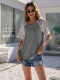 Leopard Round Neck Short Sleeve T-Shirt - Trendsi - Flyclothing LLC
