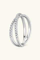 Moissanite 925 Sterling Silver Crisscross Ring - Trendsi - Flyclothing LLC