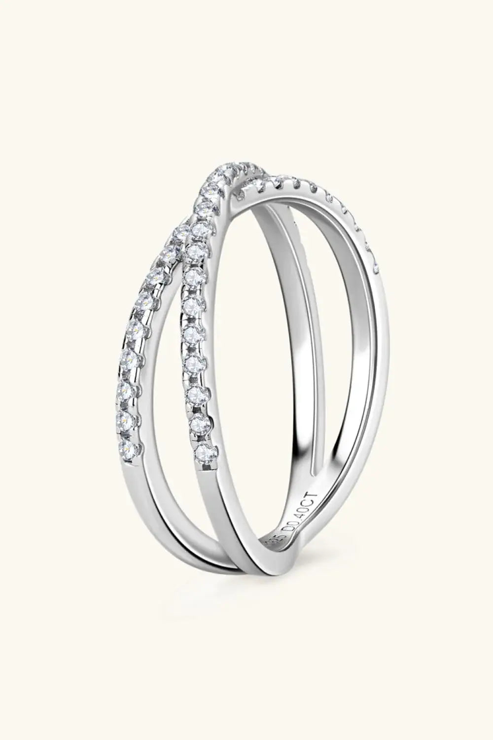 Moissanite 925 Sterling Silver Crisscross Ring - Trendsi - Flyclothing LLC