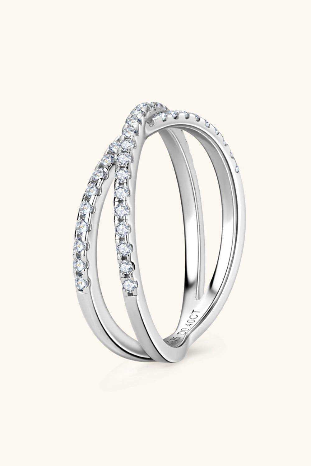 Moissanite 925 Sterling Silver Crisscross Ring - Trendsi - Flyclothing LLC