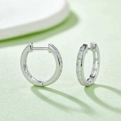Moissanite 925 Sterling Silver Huggie Earrings - Trendsi - Flyclothing LLC