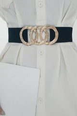 Zinc Alloy Buckle Elastic Wide Belt - Trendsi - Flyclothing LLC