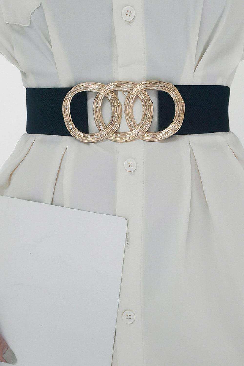 Zinc Alloy Buckle Elastic Wide Belt - Trendsi - Flyclothing LLC