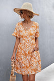 Printed Button down Pocketed Dress - Trendsi