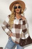 Plaid Half Zip Long Sleeve Sweatshirt - Trendsi