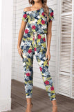 Asymmetrical Neck Short Sleeve Jumpsuit - Trendsi - Flyclothing LLC