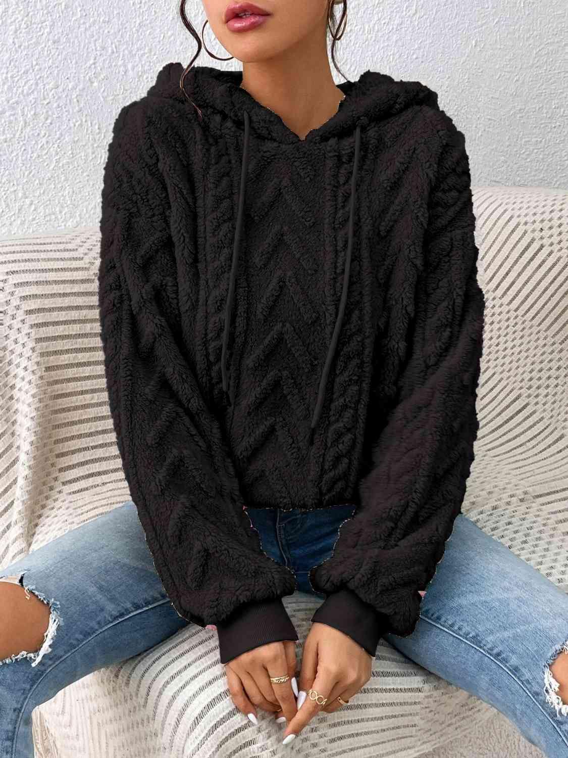 Drawstring Long Sleeve Hoodie - Trendsi