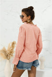 Frill Trim V-Neck Flounce Sleeve Shirt - Trendsi