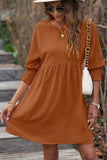 Round Neck Lantern Sleeve Mini Dress - Trendsi - Flyclothing LLC