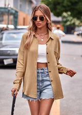 Textured Dropped Shoulder Longline Shirt - Trendsi - Flyclothing LLC