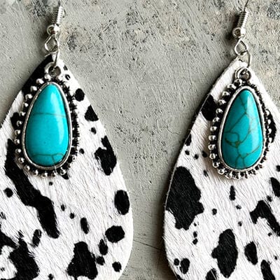 Artificial Turquoise Teardrop Earrings - Trendsi