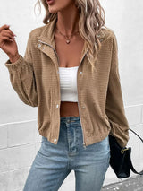 Long Sleeve Dropped Shoulder Jacket - Trendsi - Flyclothing LLC