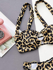 Leopard Ring Detail Bikini Set - Trendsi