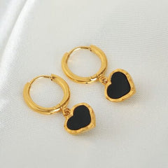 18K Gold-Plated Heart Drop Earrings - Trendsi