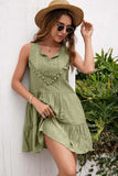 Tassel Tie Lace Trim Sleeveless Dress - Trendsi - Flyclothing LLC