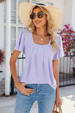 Eyelet Square Neck Flutter Sleeve Blouse - Trendsi - Flyclothing LLC