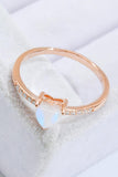 Natural Moonstone Heart 18K Rose Gold-Plated Ring - Trendsi