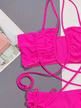 Halter Neck Drawstring Detail Bikini Set - Trendsi - Flyclothing LLC
