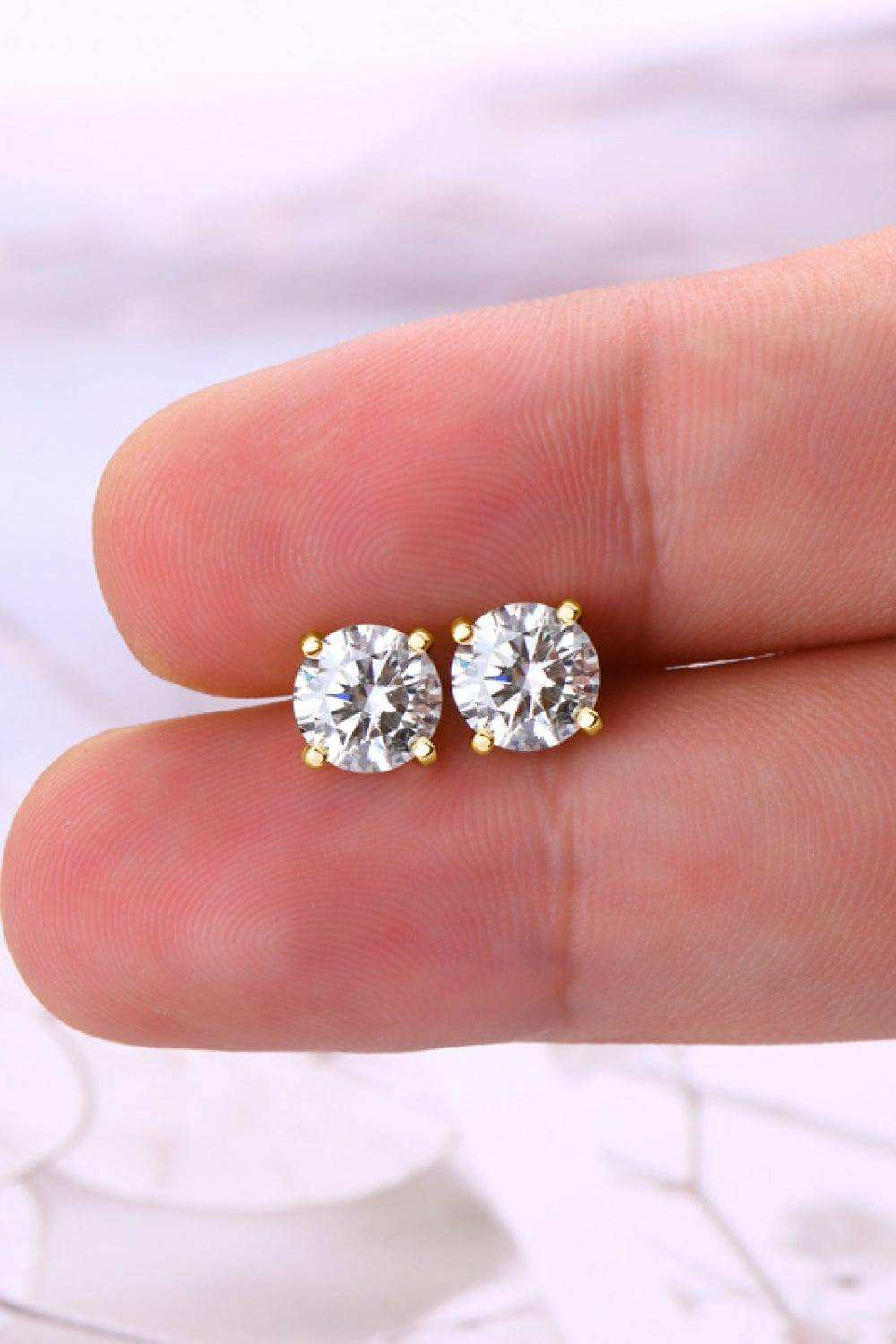 2 Carat Moissanite 925 Sterling Silver Stud Earrings - Trendsi - Flyclothing LLC