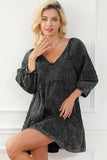 V-Neck Tie Back Mini Denim Dress - Flyclothing LLC